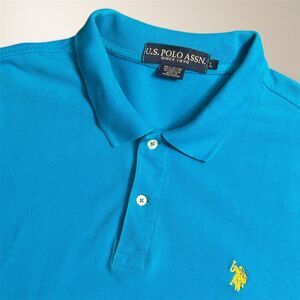 U.S.‎ Polo Assn. Aqua Blue Cotton Short Sleeves Polo Shirt Classic Fit Men's L